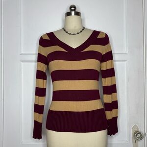 Burgundy and tan stripe sweater
